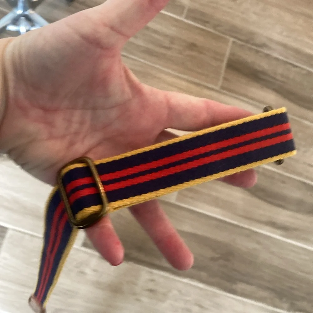 Ralph Lauren 38 adjustable striped leather belt